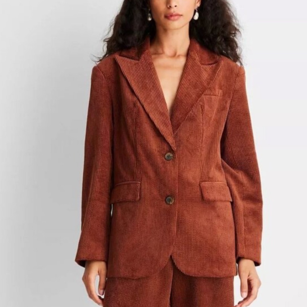 NWT Future Collective Rust Corduroy Oversized Blazer Size XXS